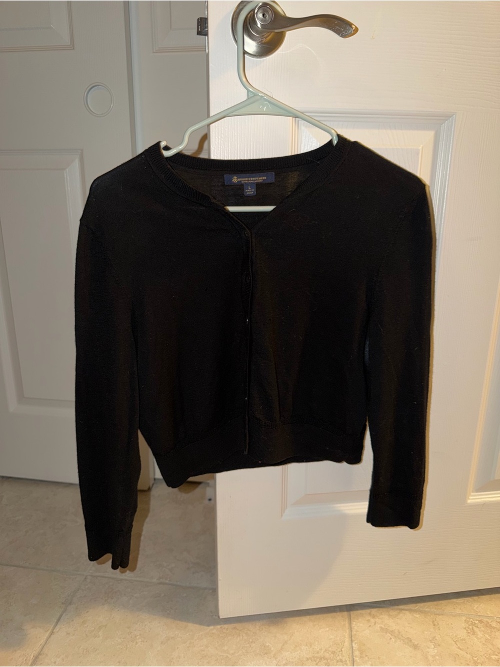 Brooks Brothers Black Cropped Button-Front Cardigan
